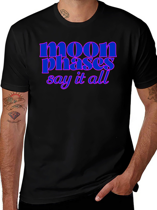 Moon Phases Graphic Tee - Stylish Black T-Shirt
