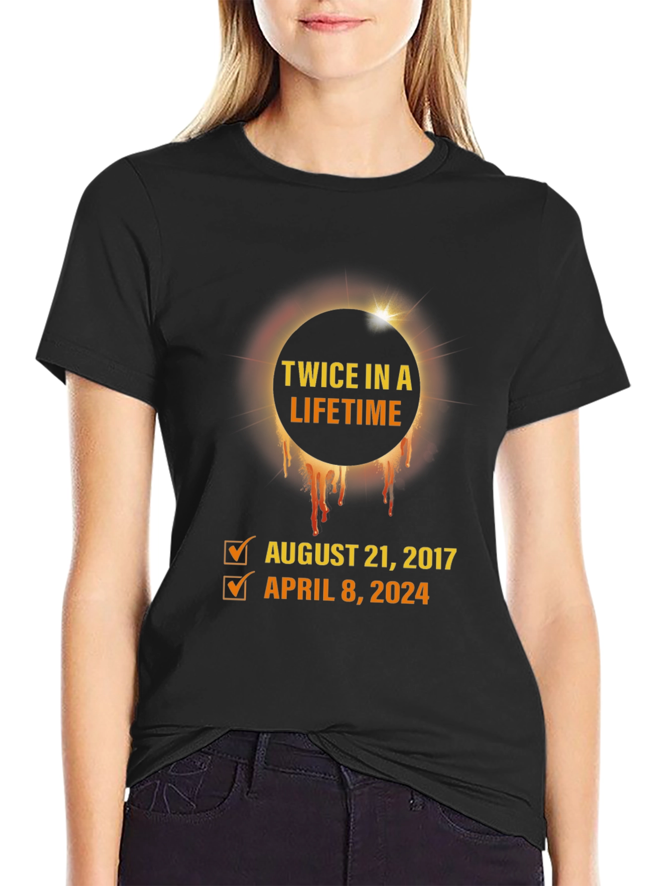 Twice in a Lifetime Eclipse Dates Graphic T-Shirt