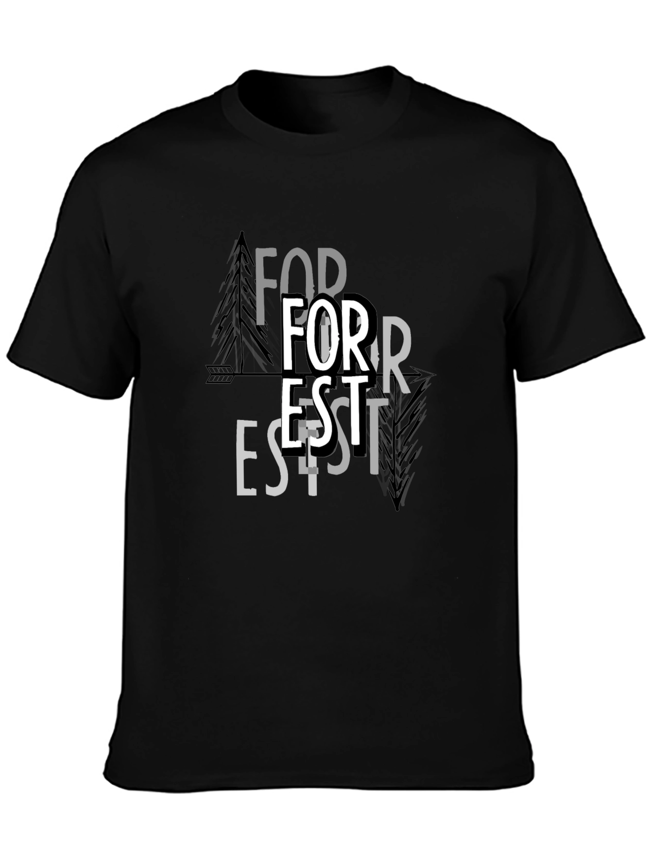 Forest Graphic Print Black T-Shirt