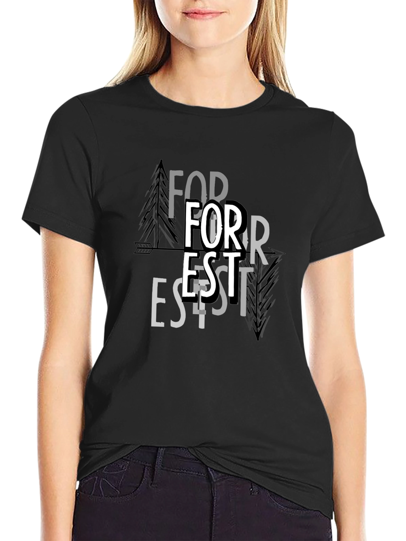 Forest Graphic Print Black T-Shirt