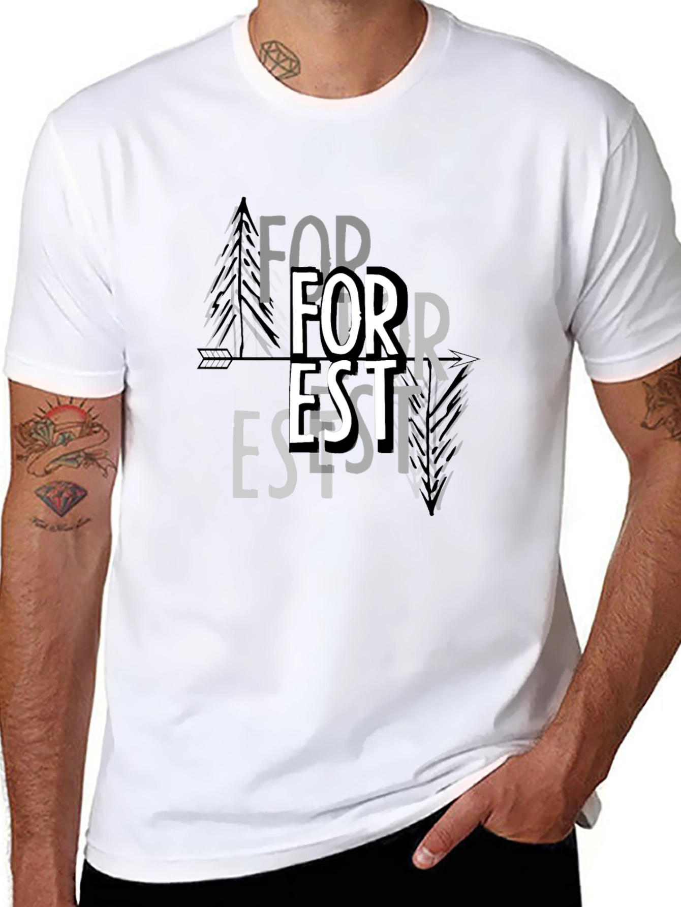 Forest Graphic Print Black T-Shirt