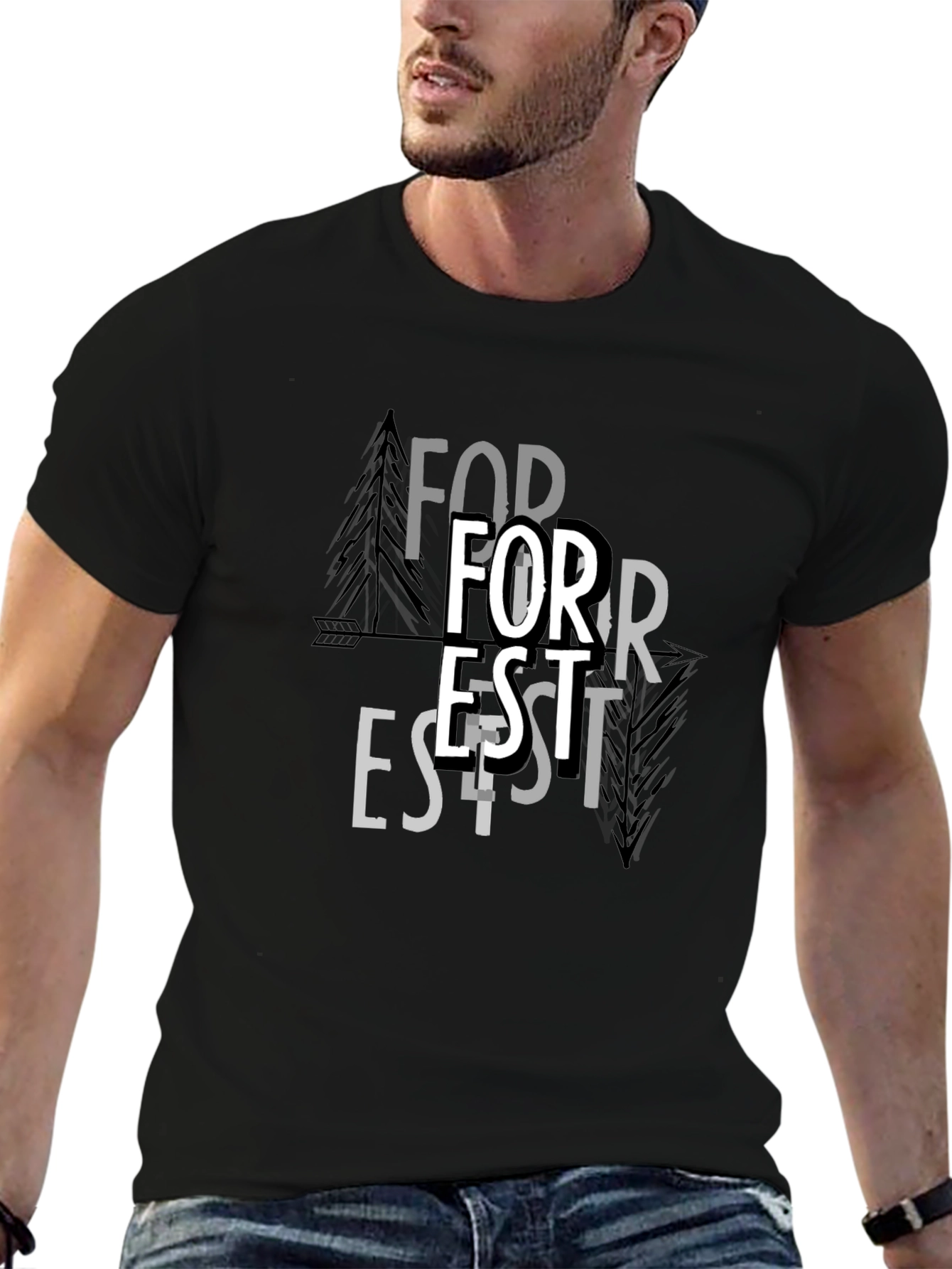 Forest Graphic Print Black T-Shirt