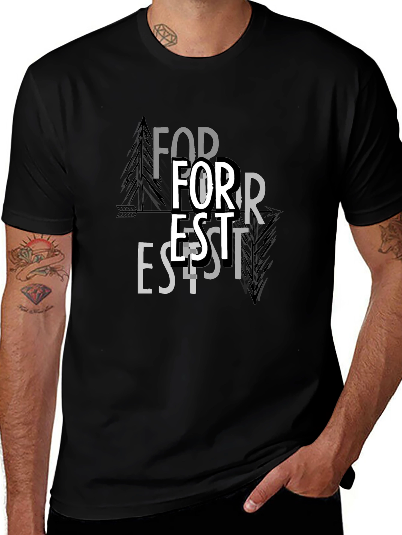Forest Graphic Print Black T-Shirt