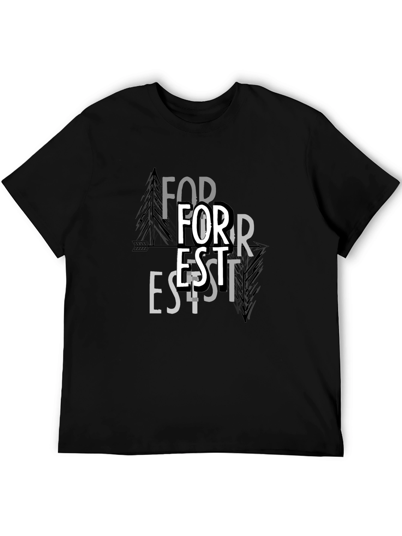 Forest Graphic Print Black T-Shirt