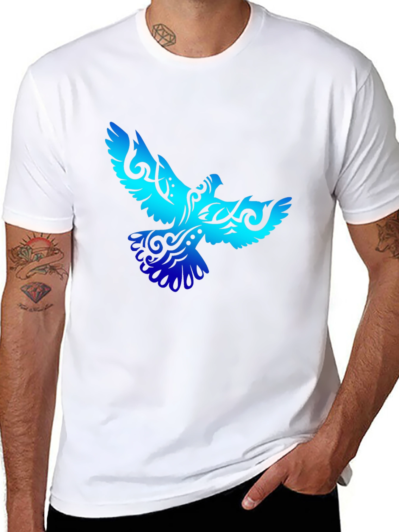 Tribal Bird Graphic Black T-Shirt