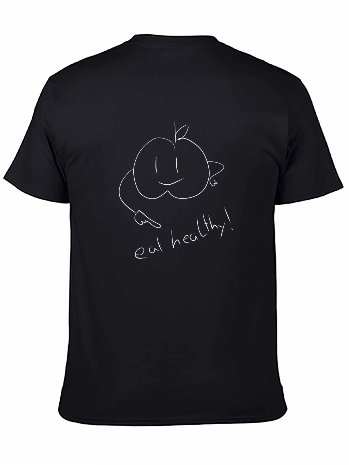 Eat Healthy Apple Graphic T-Shirt - Black