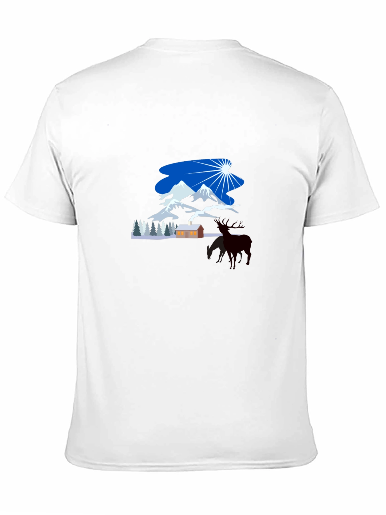 Winter Mountain Scene Graphic Tee - Classic Black