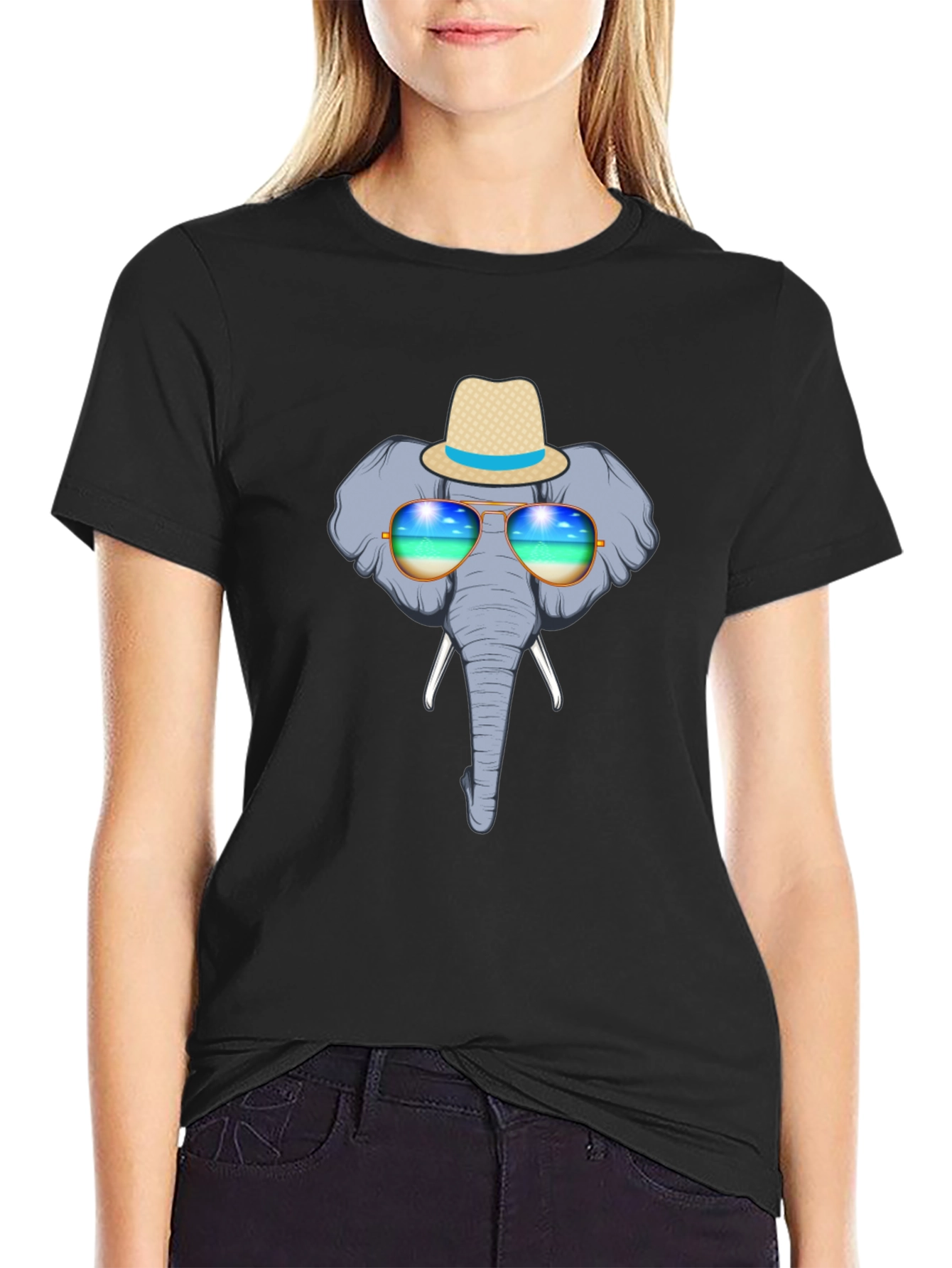 Elephant in Shades Graphic Tee - Black
