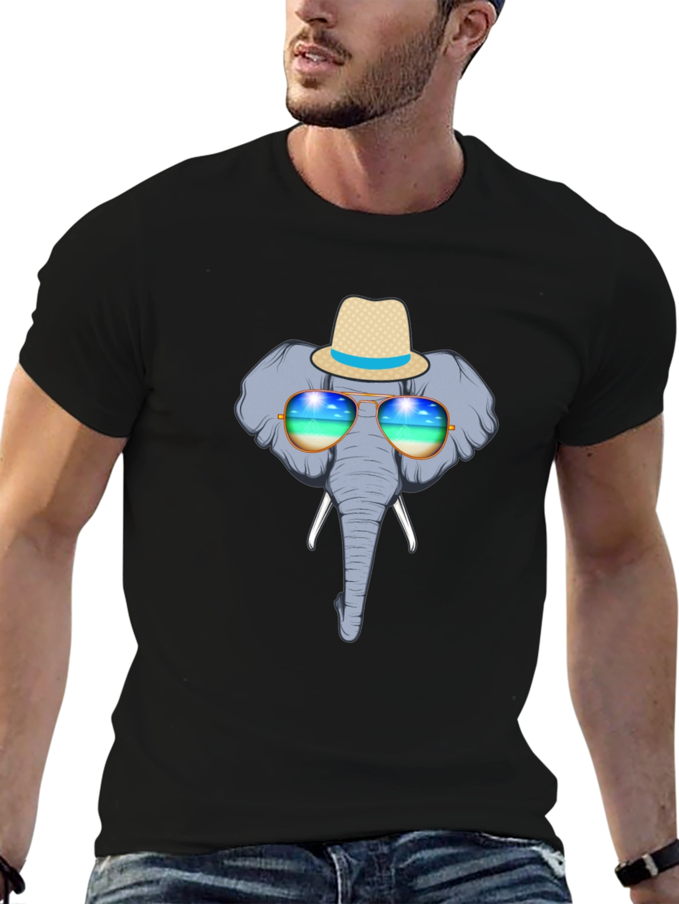 Elephant in Shades Graphic Tee - Black