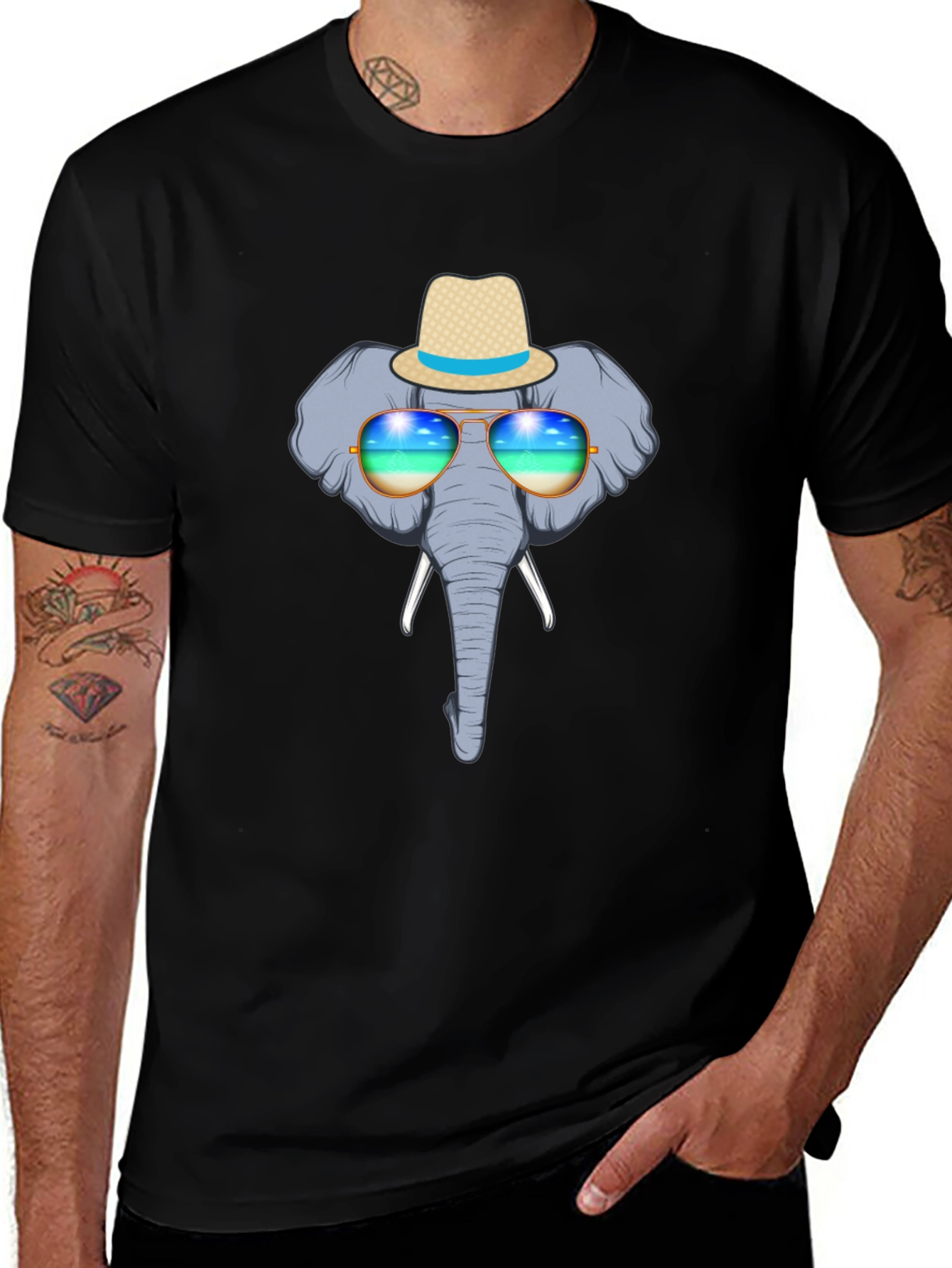Elephant in Shades Graphic Tee - Black