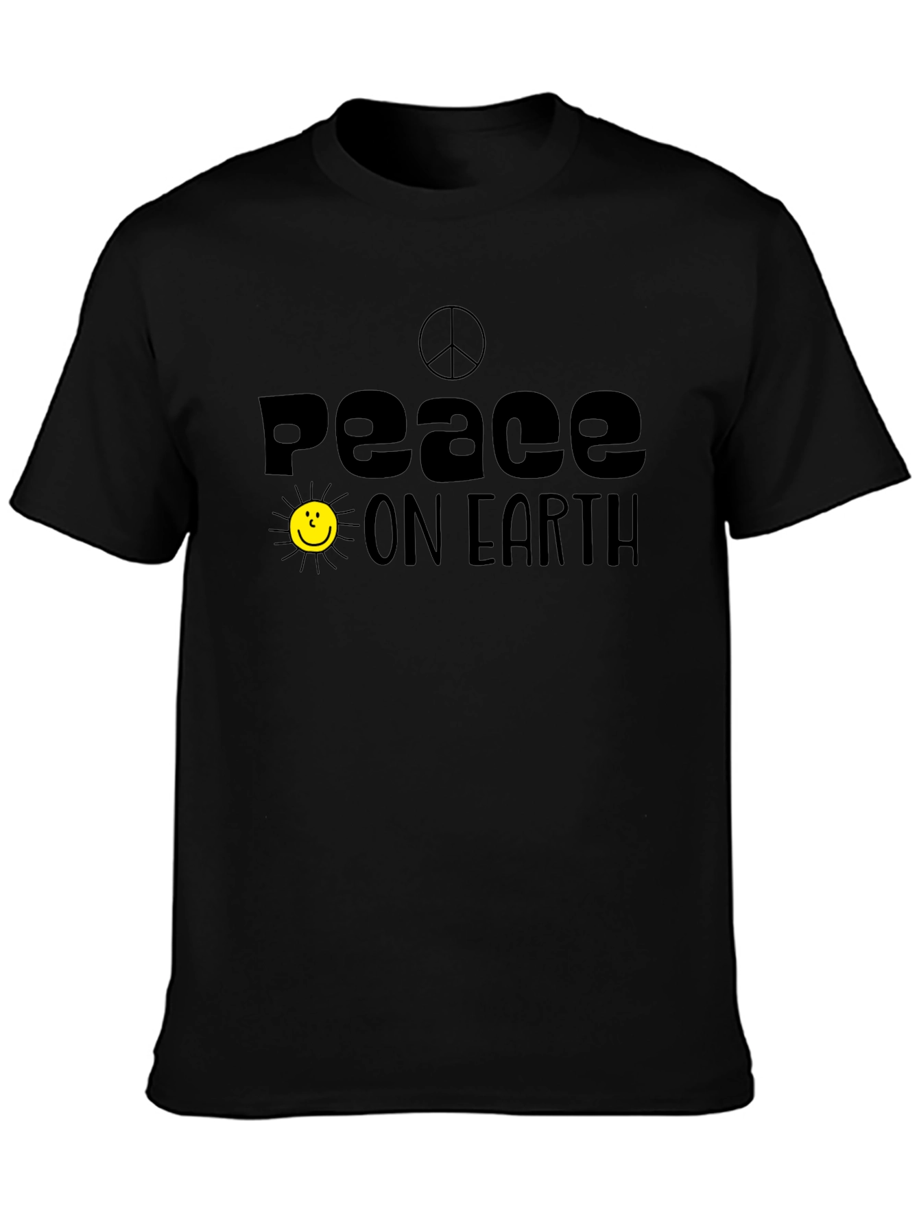 Peace On Earth Graphic Tee - Black Cotton T-Shirt