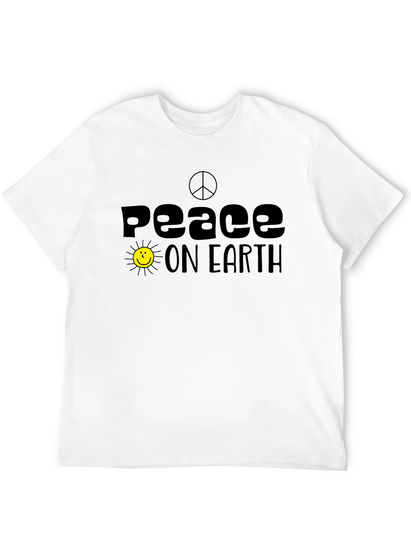 Peace On Earth Graphic Tee - Black Cotton T-Shirt