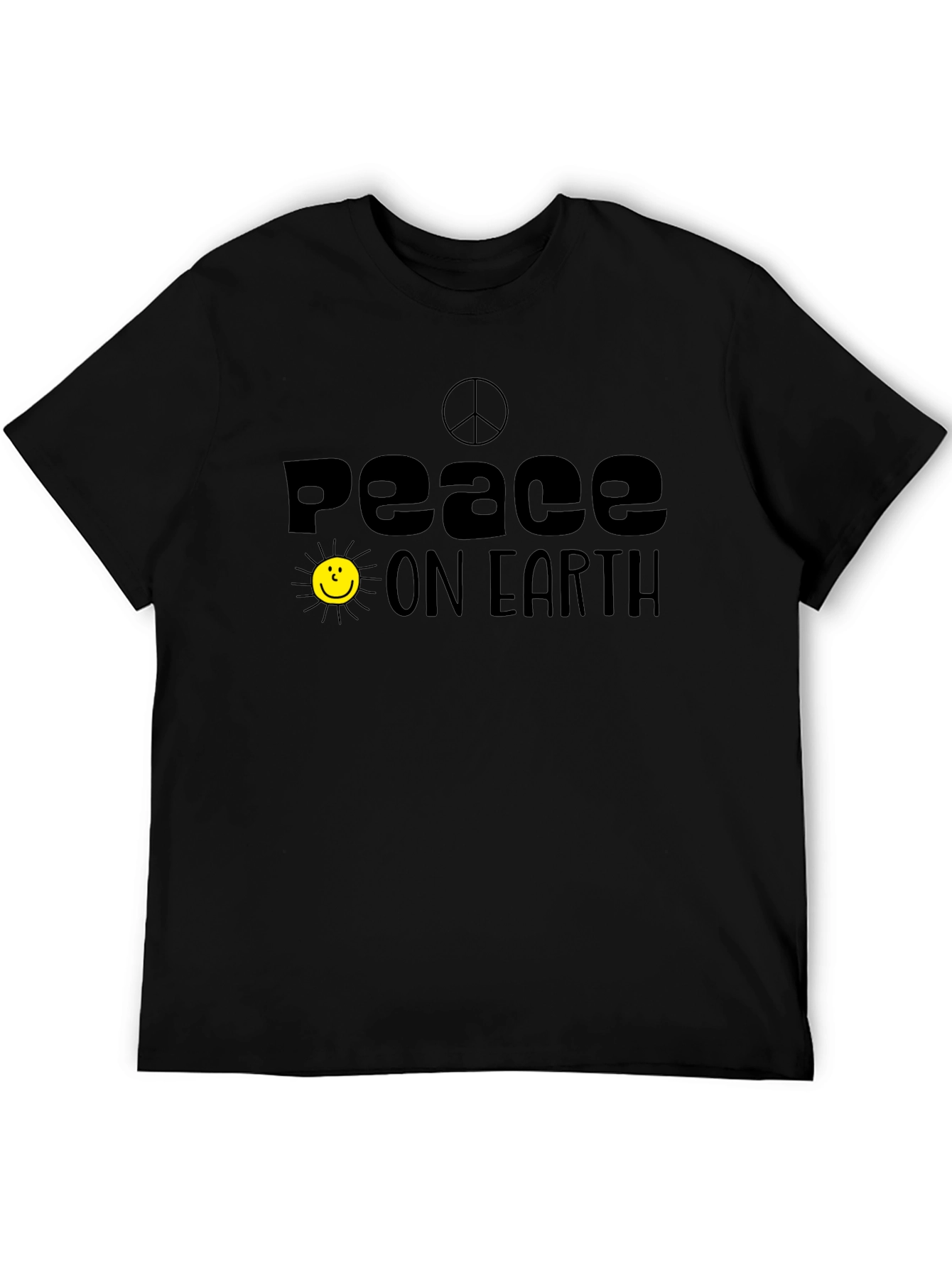 Peace On Earth Graphic Tee - Black Cotton T-Shirt