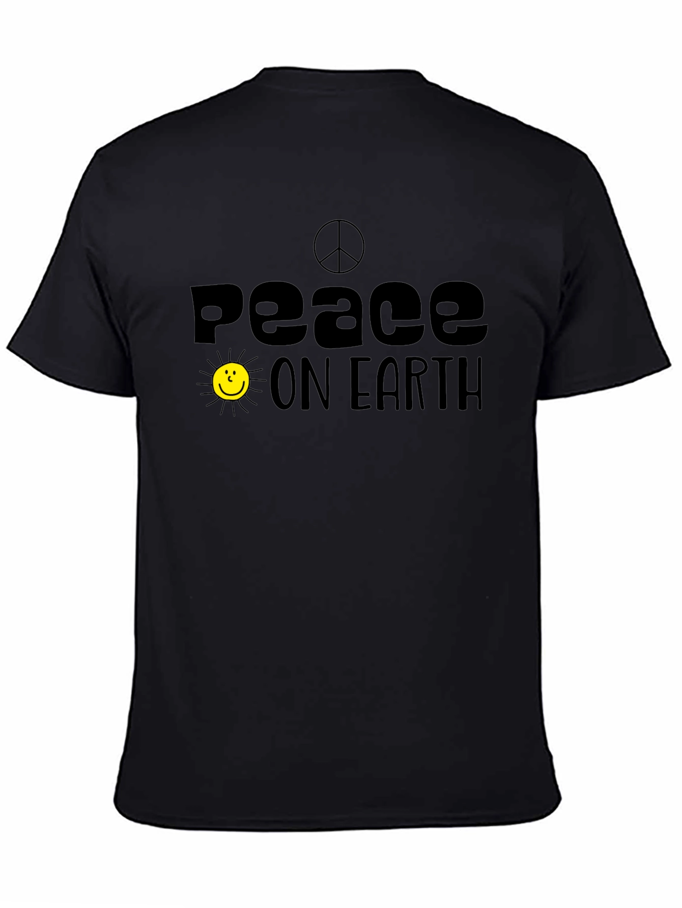 Peace On Earth Graphic Tee - Black Cotton T-Shirt