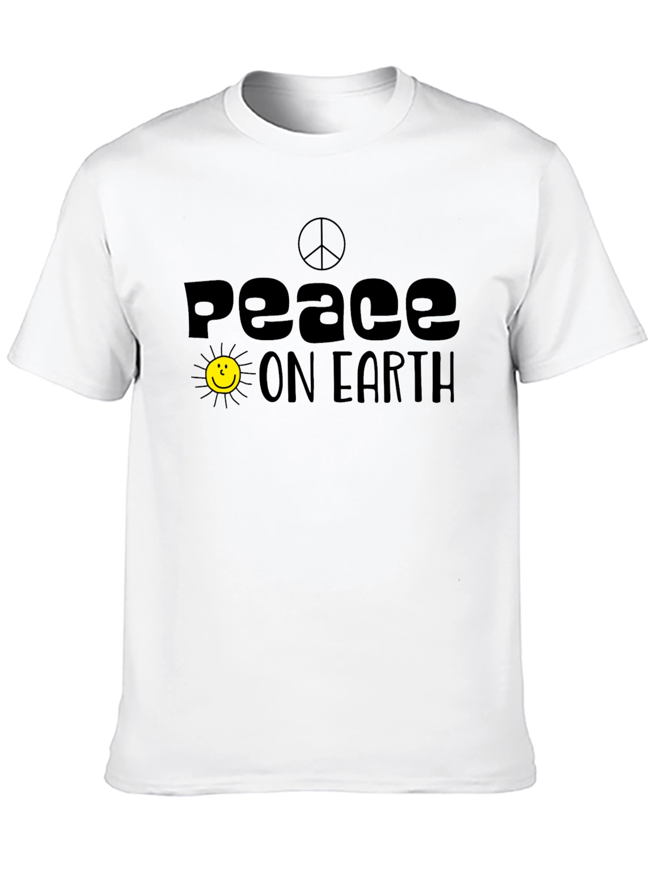 Peace On Earth Graphic Tee - Black Cotton T-Shirt