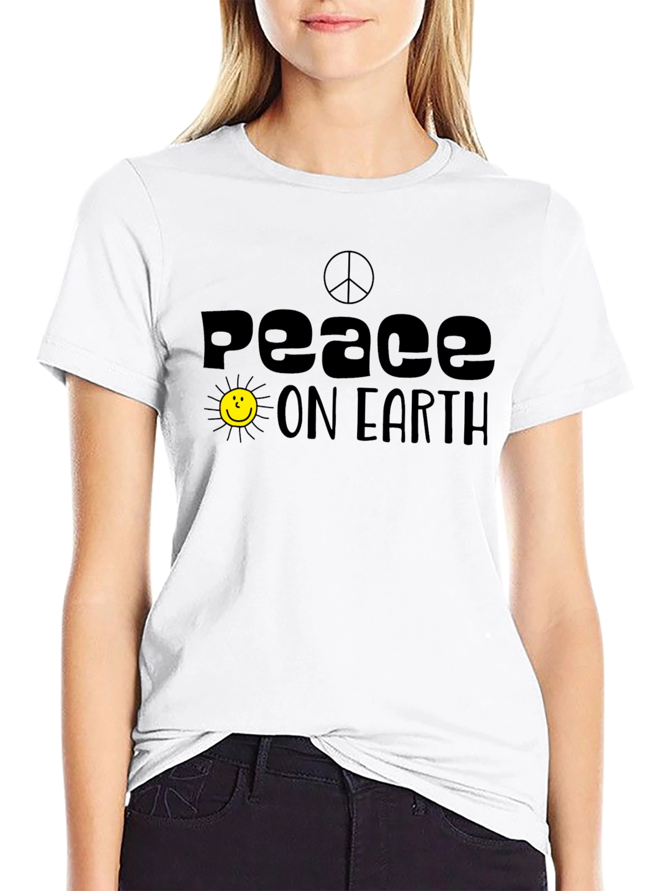 Peace On Earth Graphic Tee - Black Cotton T-Shirt