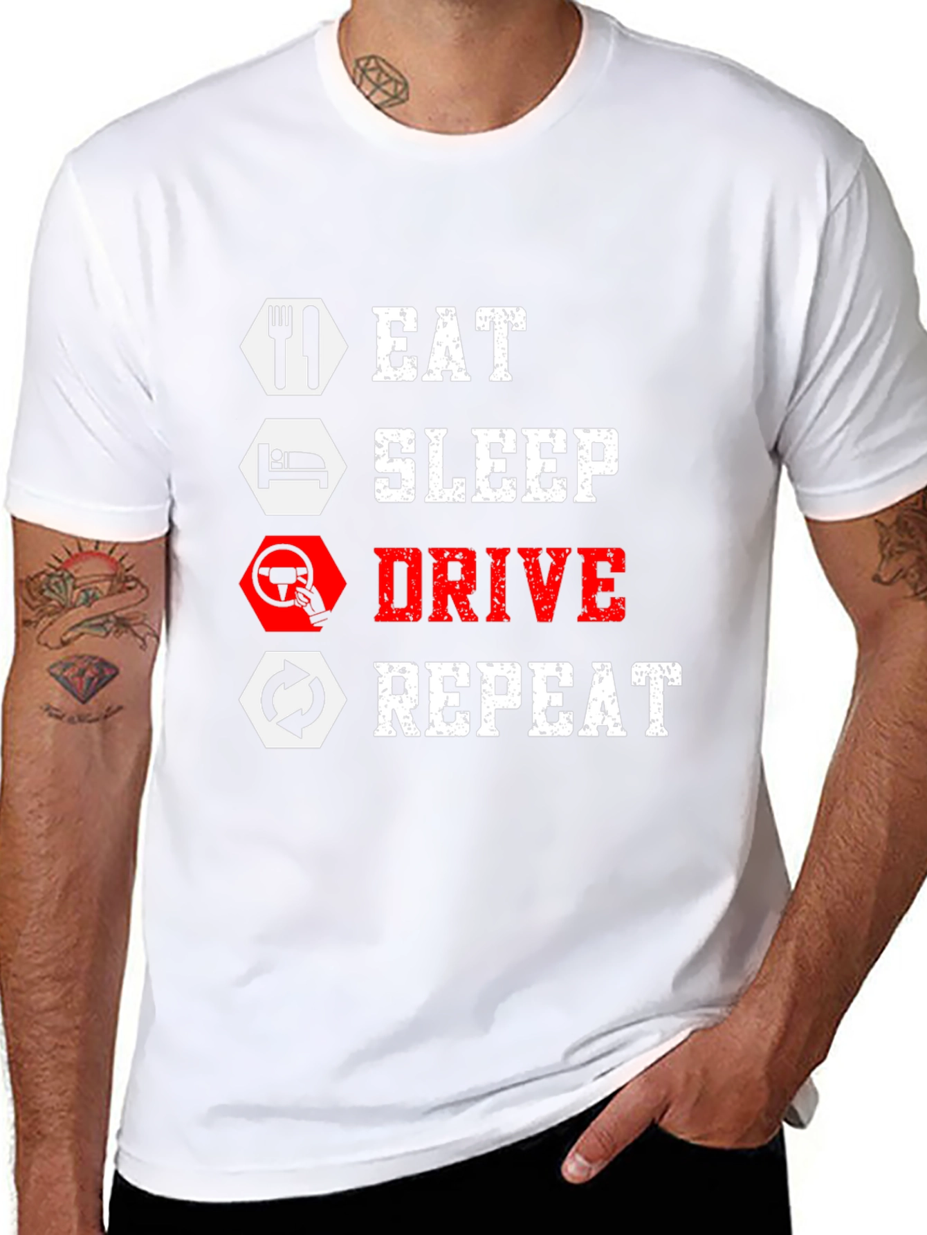 Eat Sleep Drive Repeat Black Graphic Tee