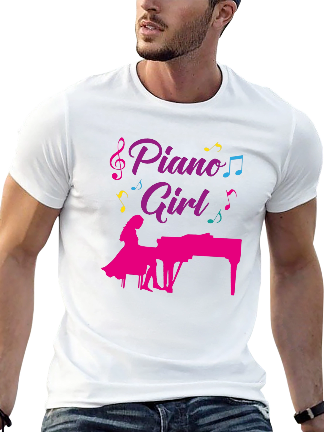Piano Girl Graphic T-Shirt - Music Lover Tee