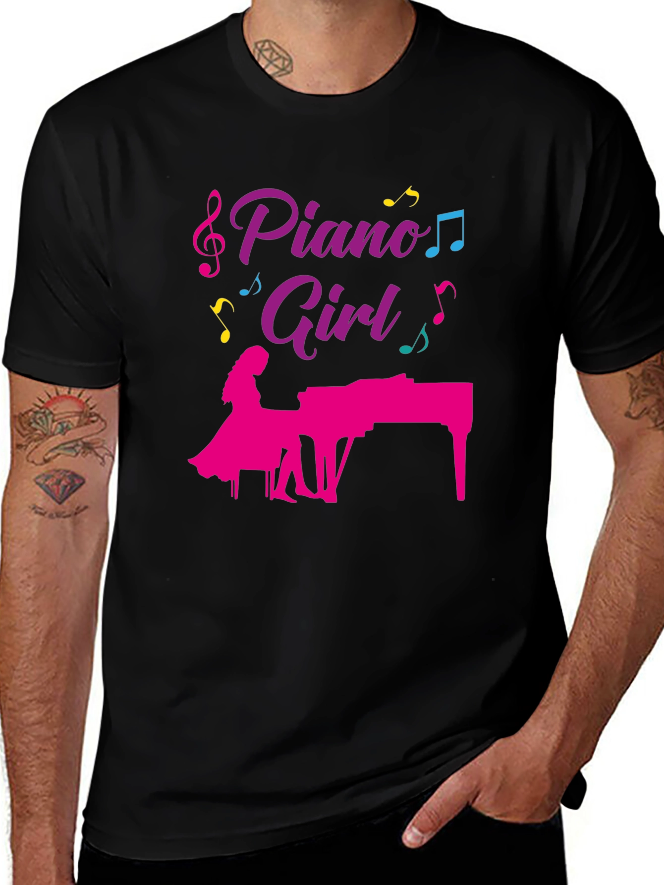 Piano Girl Graphic T-Shirt - Music Lover Tee