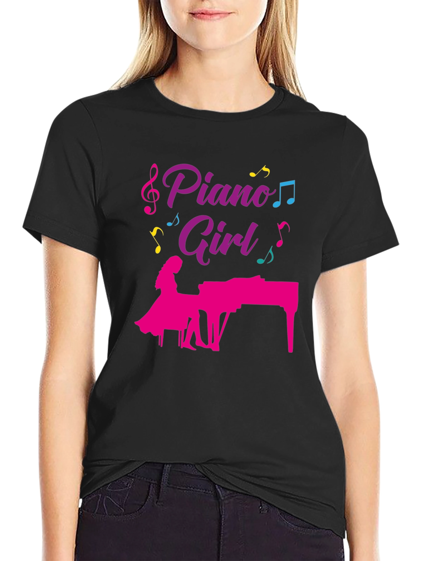 Piano Girl Graphic T-Shirt - Music Lover Tee