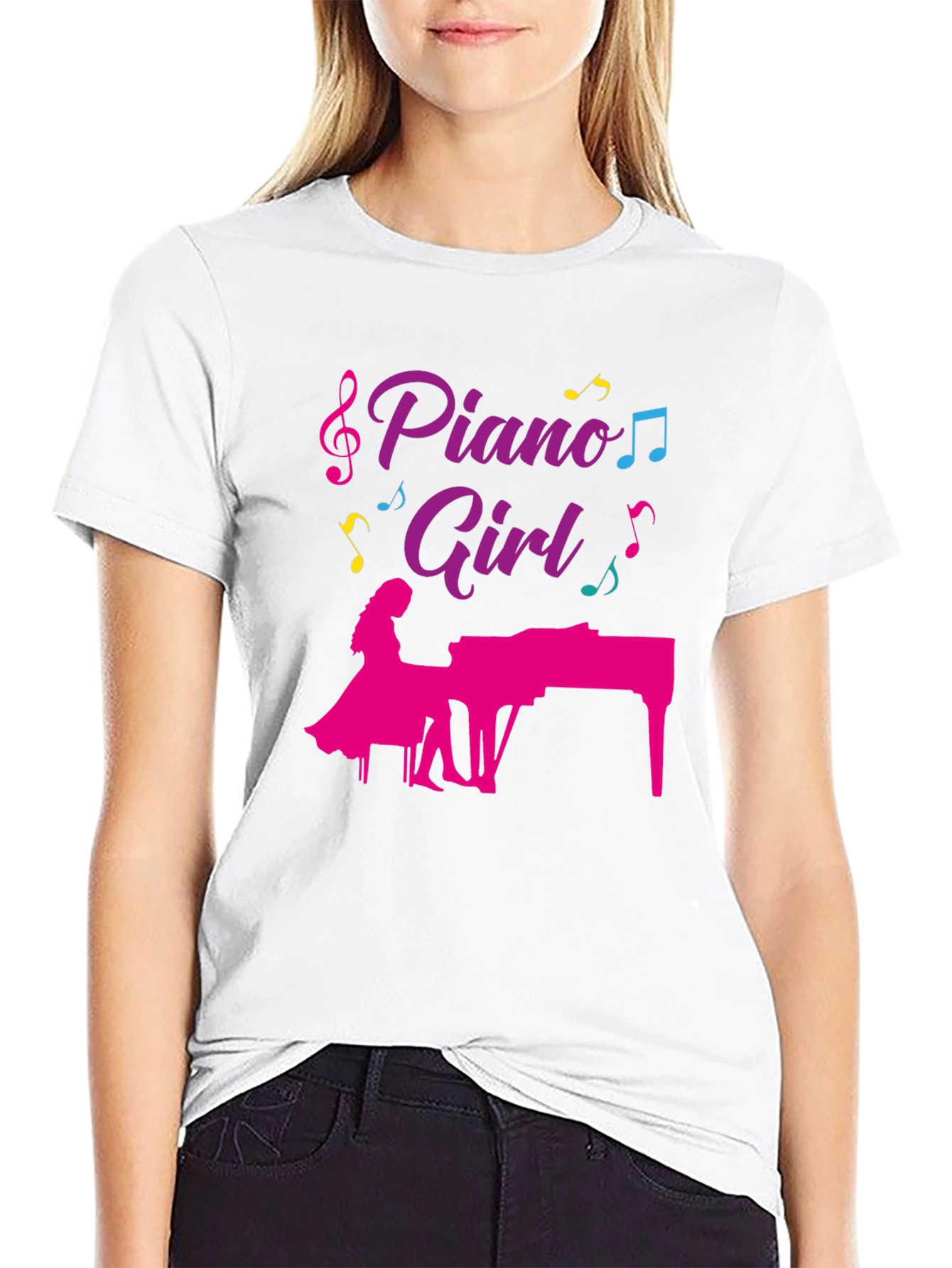 Piano Girl Graphic T-Shirt - Music Lover Tee
