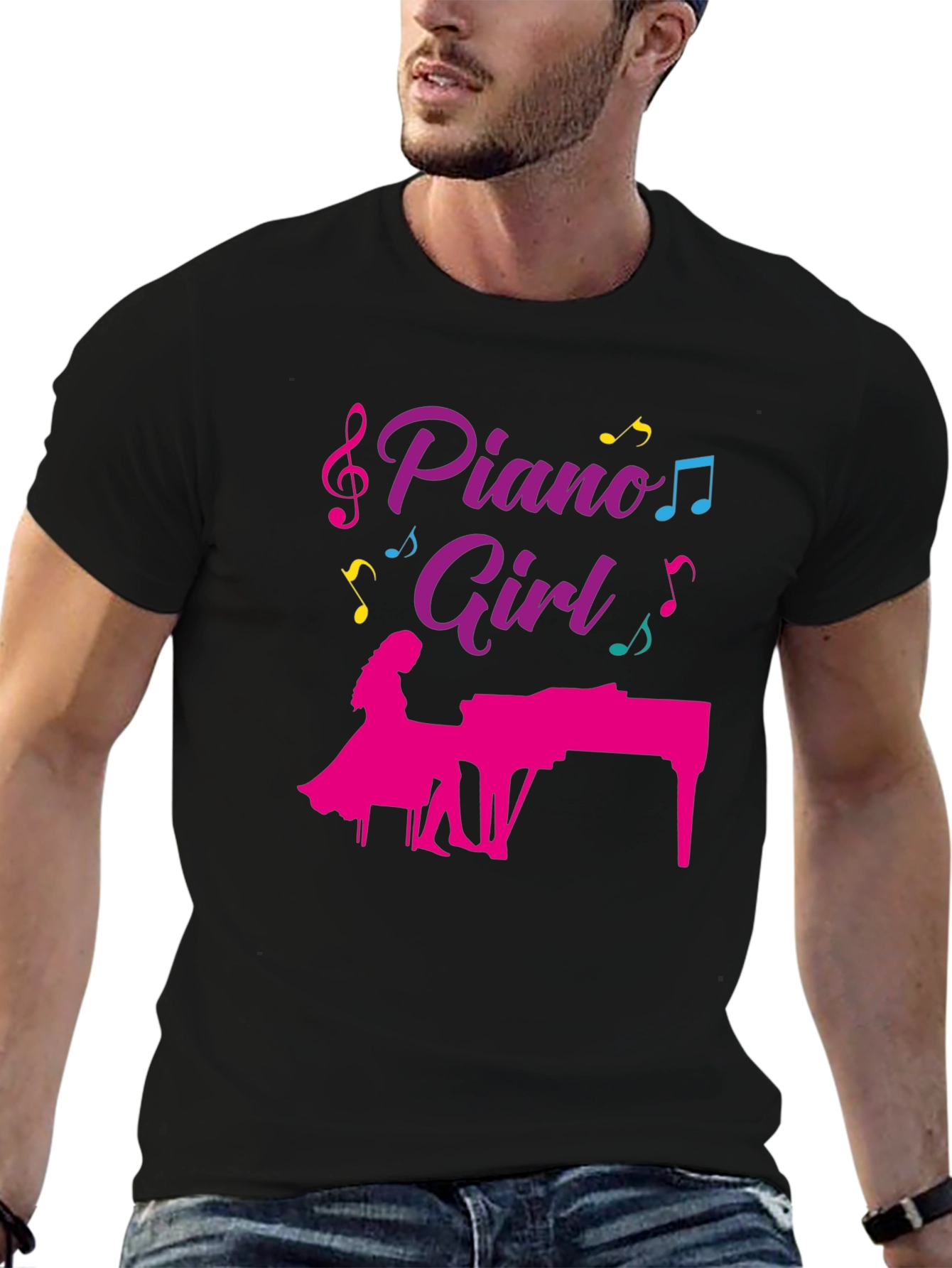 Piano Girl Graphic T-Shirt - Music Lover Tee