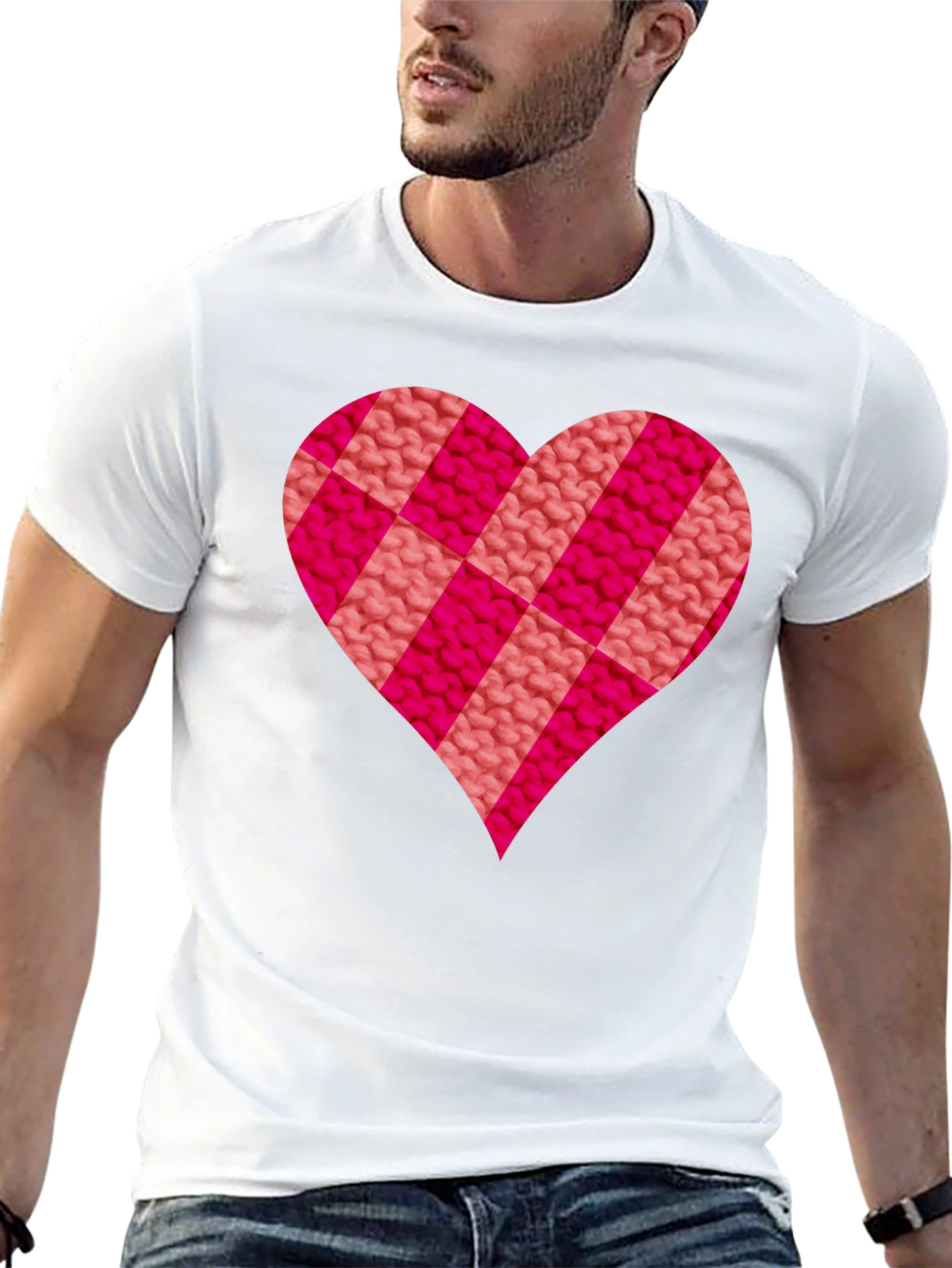 Knitted Heart Graphic Tee - Love & Comfort