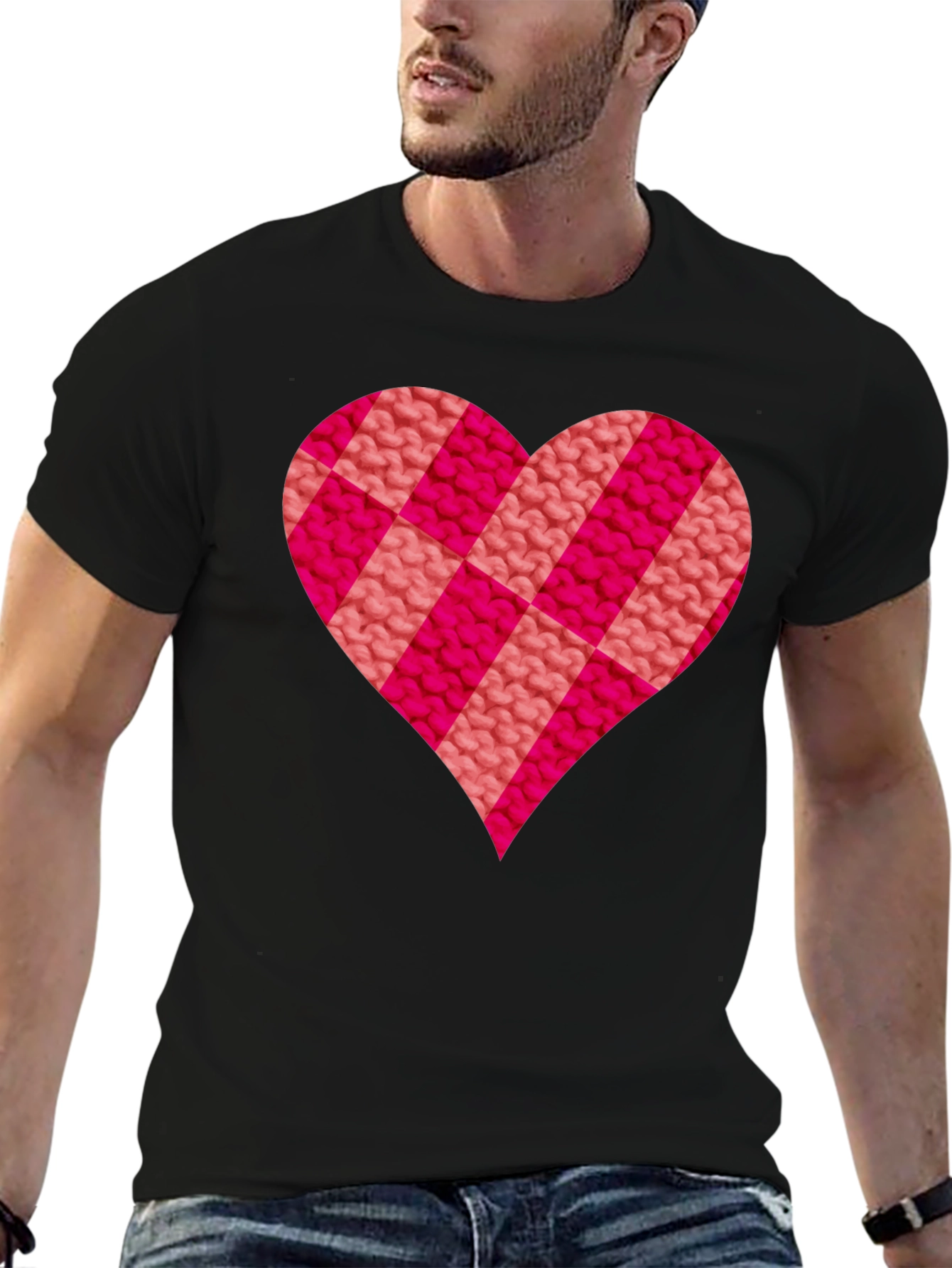 Knitted Heart Graphic Tee - Love & Comfort