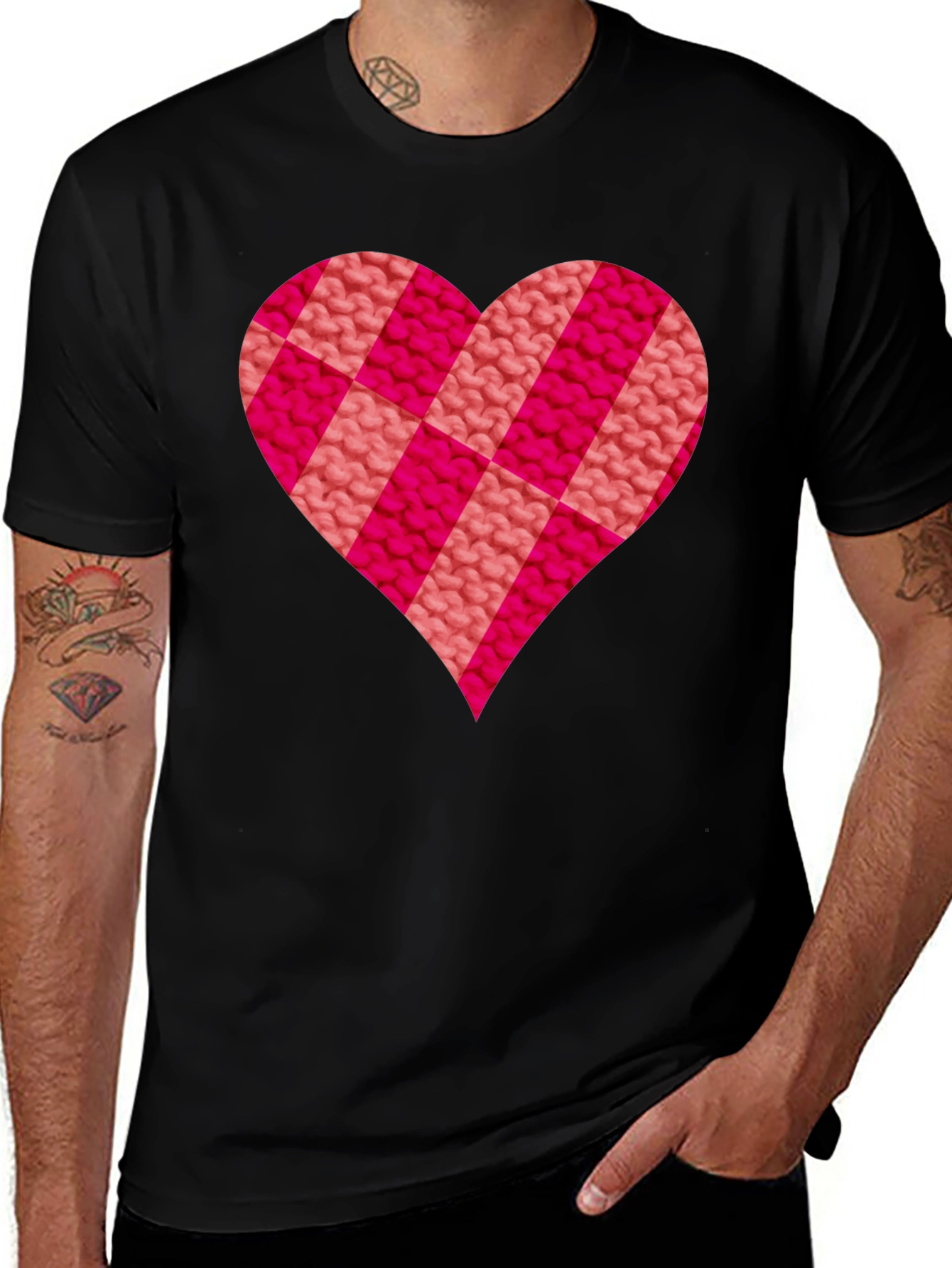 Knitted Heart Graphic Tee - Love & Comfort