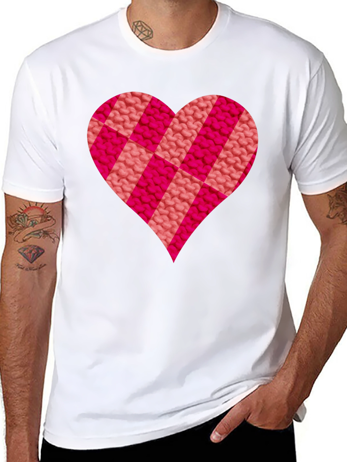 Knitted Heart Graphic Tee - Love & Comfort