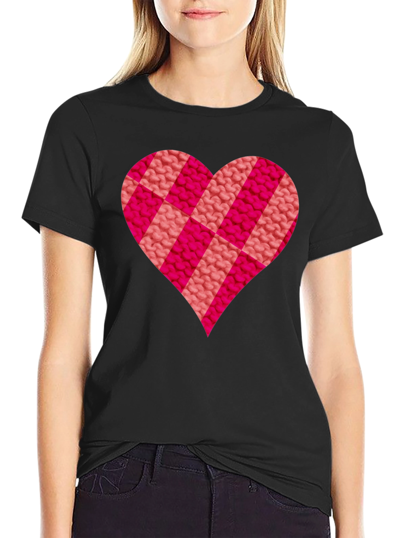 Knitted Heart Graphic Tee - Love & Comfort