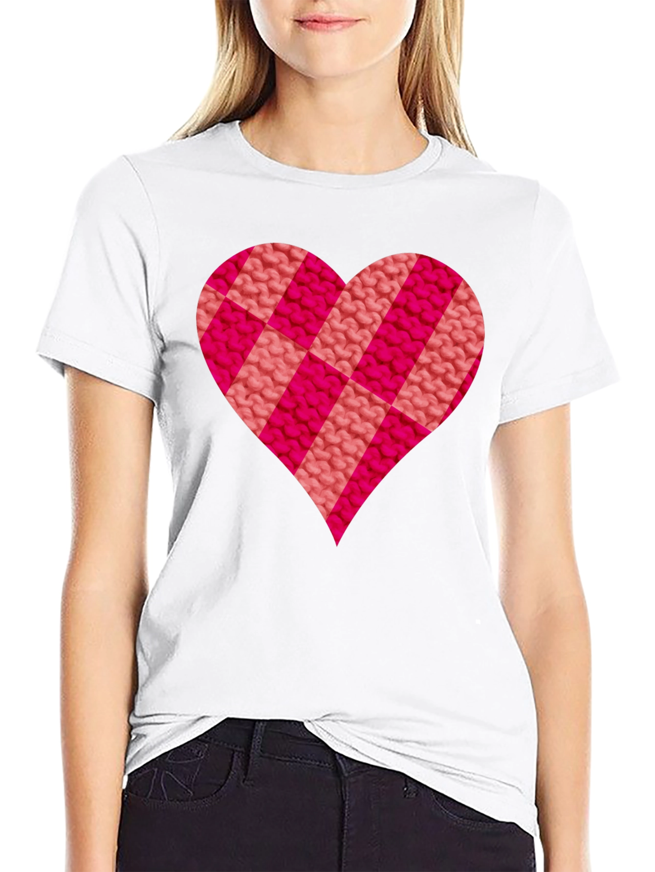 Knitted Heart Graphic Tee - Love & Comfort