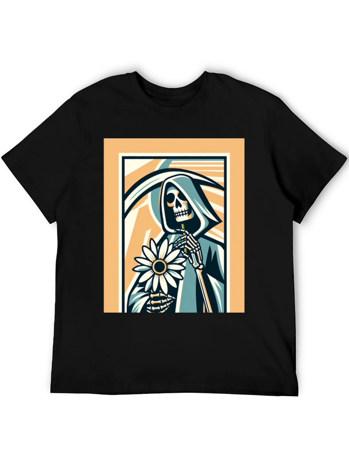 Grim Reaper Flower Graphic T-Shirt
