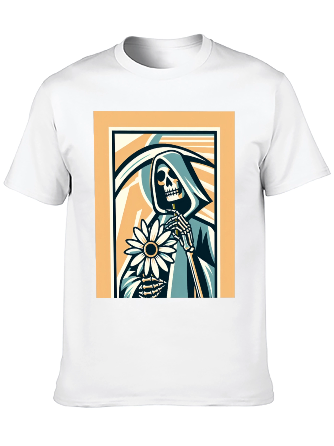 Grim Reaper Flower Graphic T-Shirt
