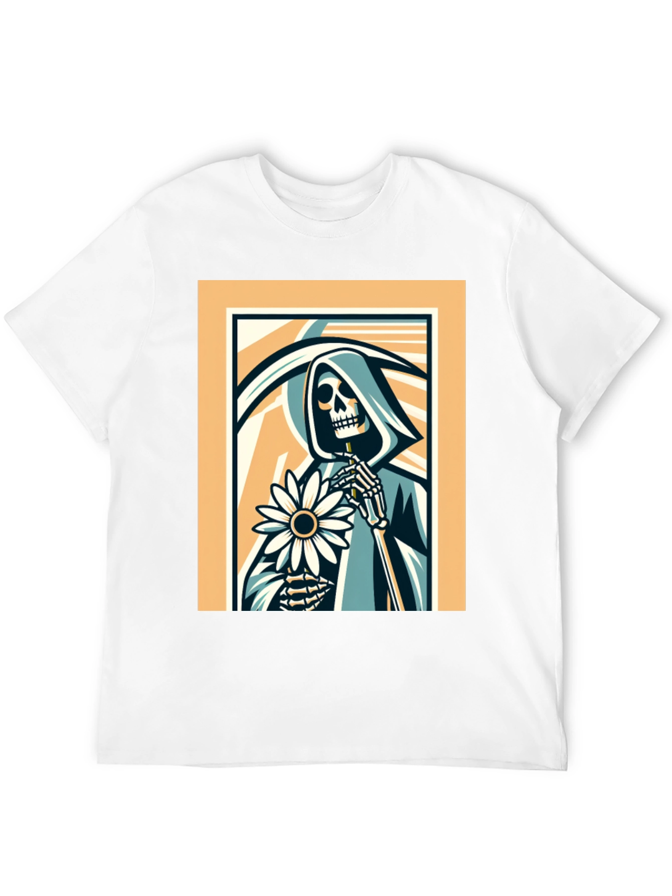 Grim Reaper Flower Graphic T-Shirt