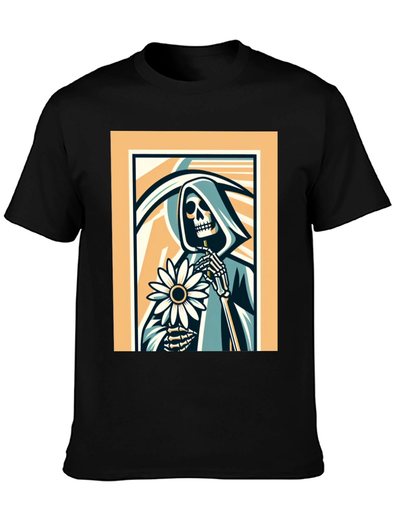 Grim Reaper Flower Graphic T-Shirt