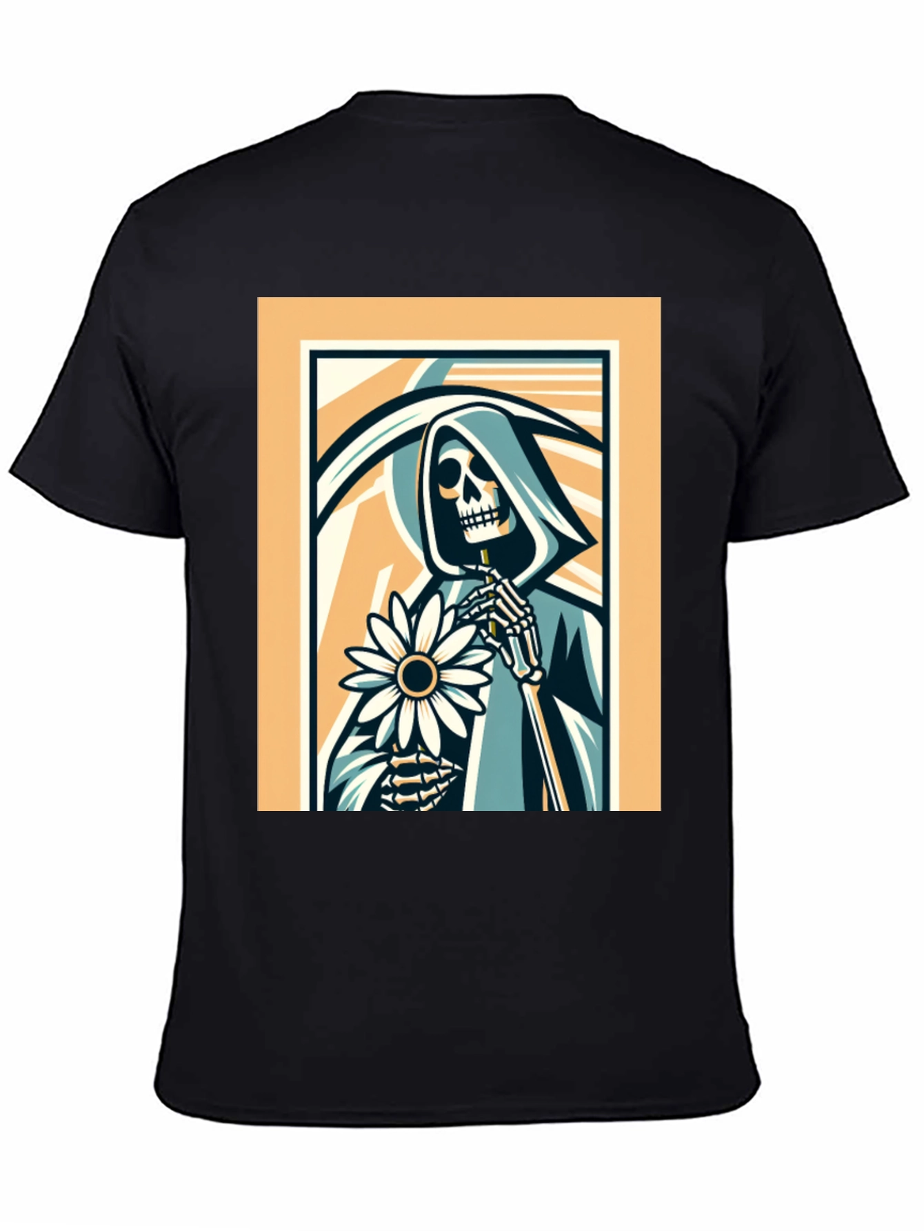 Grim Reaper Flower Graphic T-Shirt