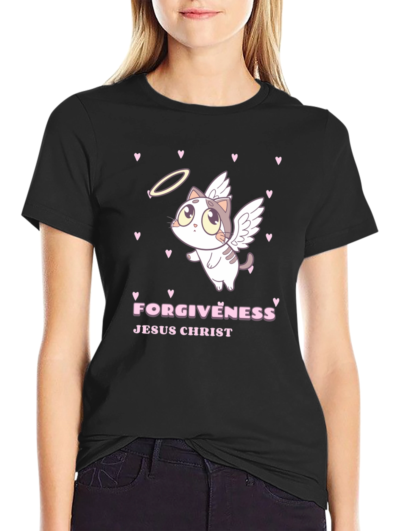 Angel Cat Forgiveness Graphic Tee
