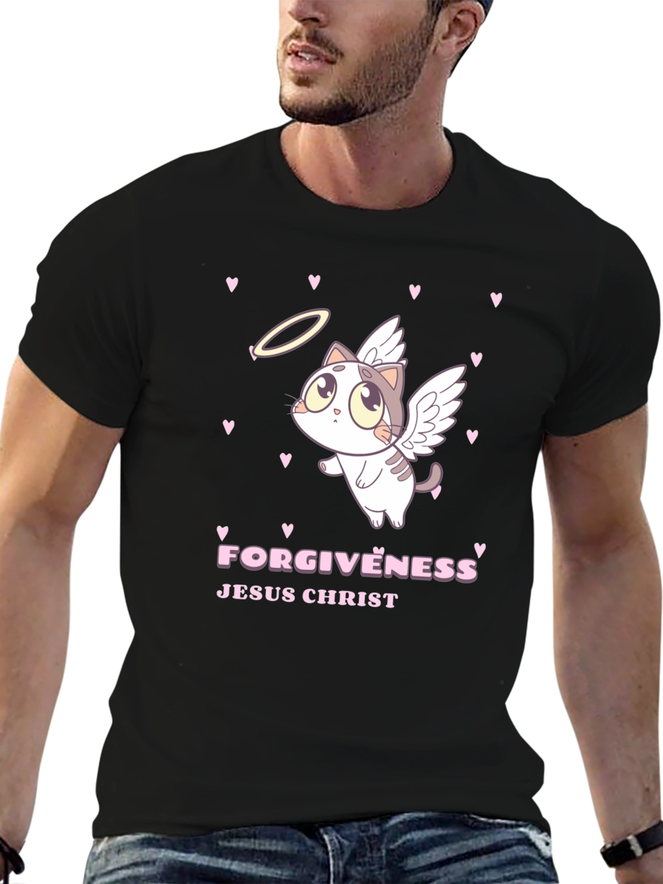 Angel Cat Forgiveness Graphic Tee