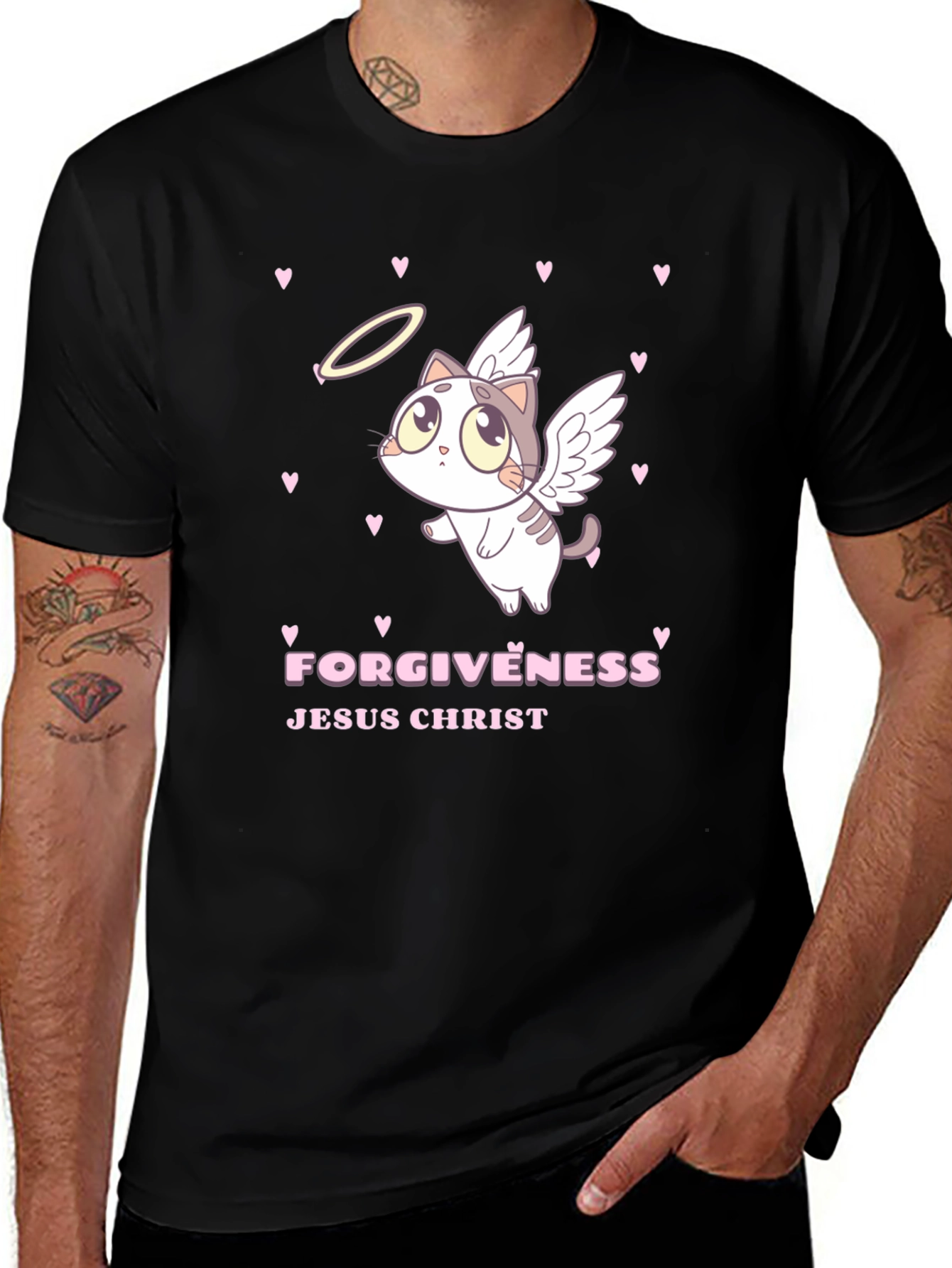 Angel Cat Forgiveness Graphic Tee
