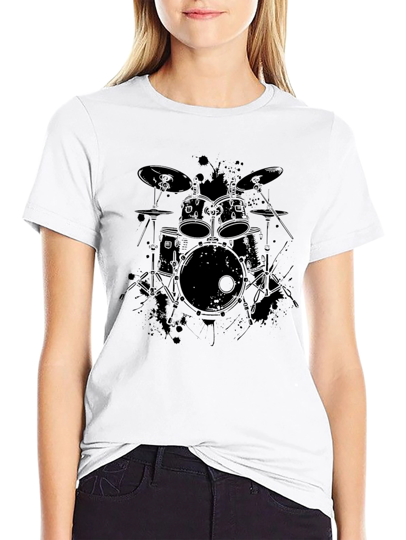 Drum Kit Graphic Tee - Music Lovers T-Shirt