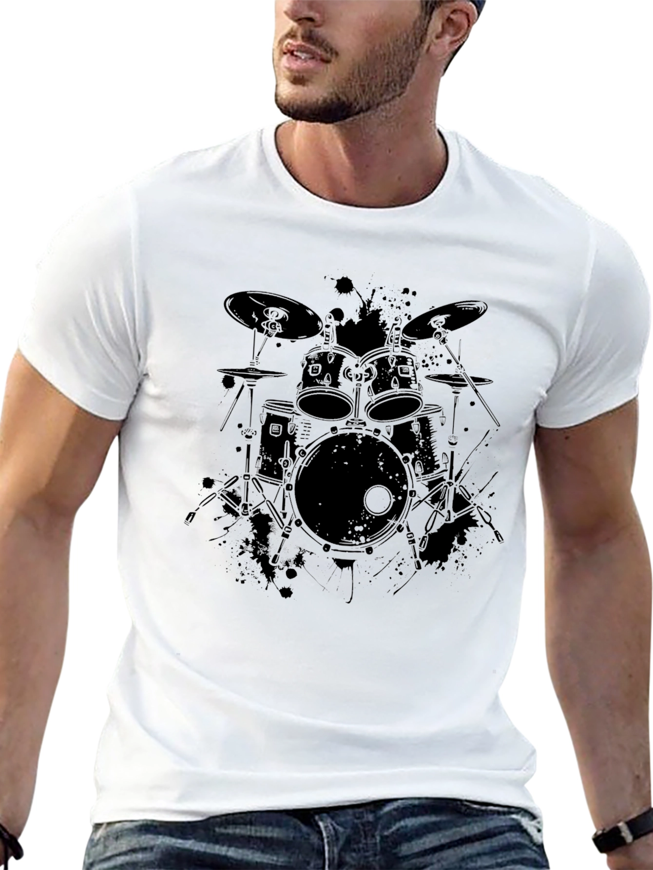 Drum Kit Graphic Tee - Music Lovers T-Shirt