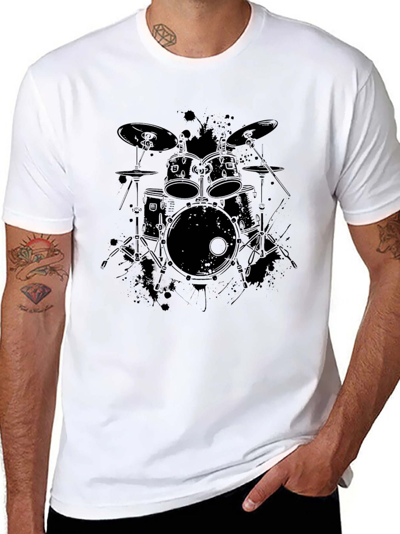 Drum Kit Graphic Tee - Music Lovers T-Shirt