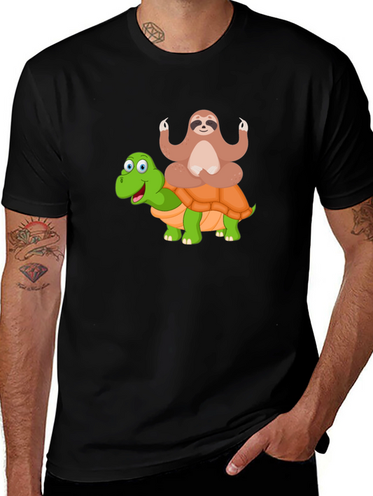 Sloth Meditating on Turtle T-Shirt