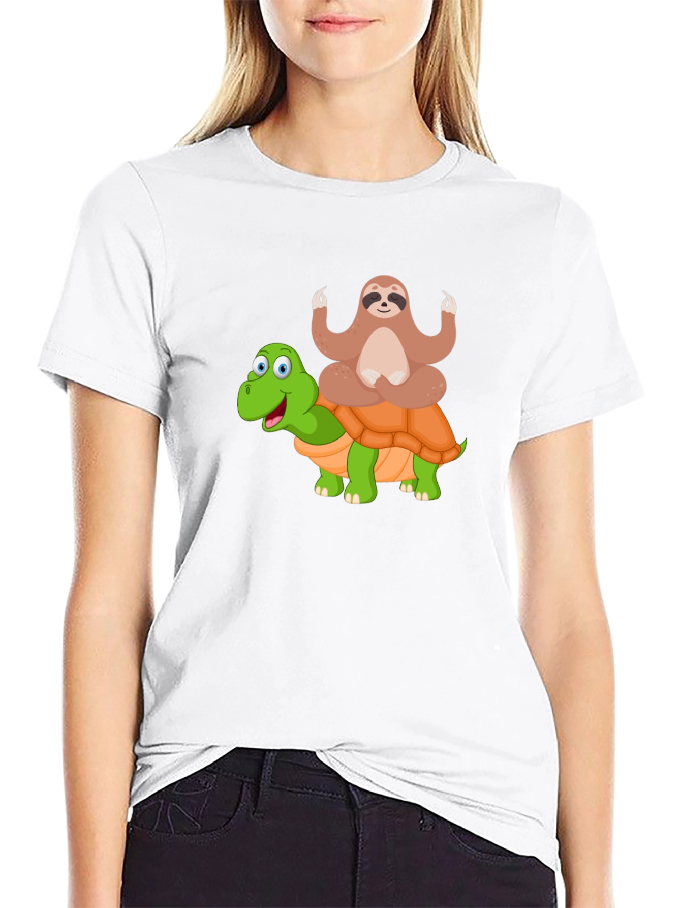 Sloth Meditating on Turtle T-Shirt