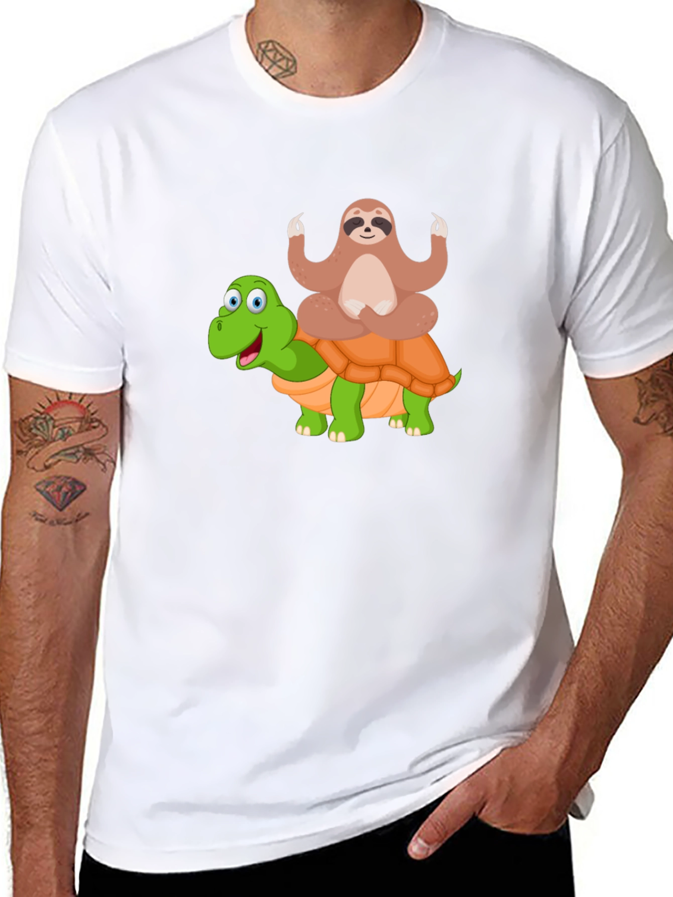 Sloth Meditating on Turtle T-Shirt