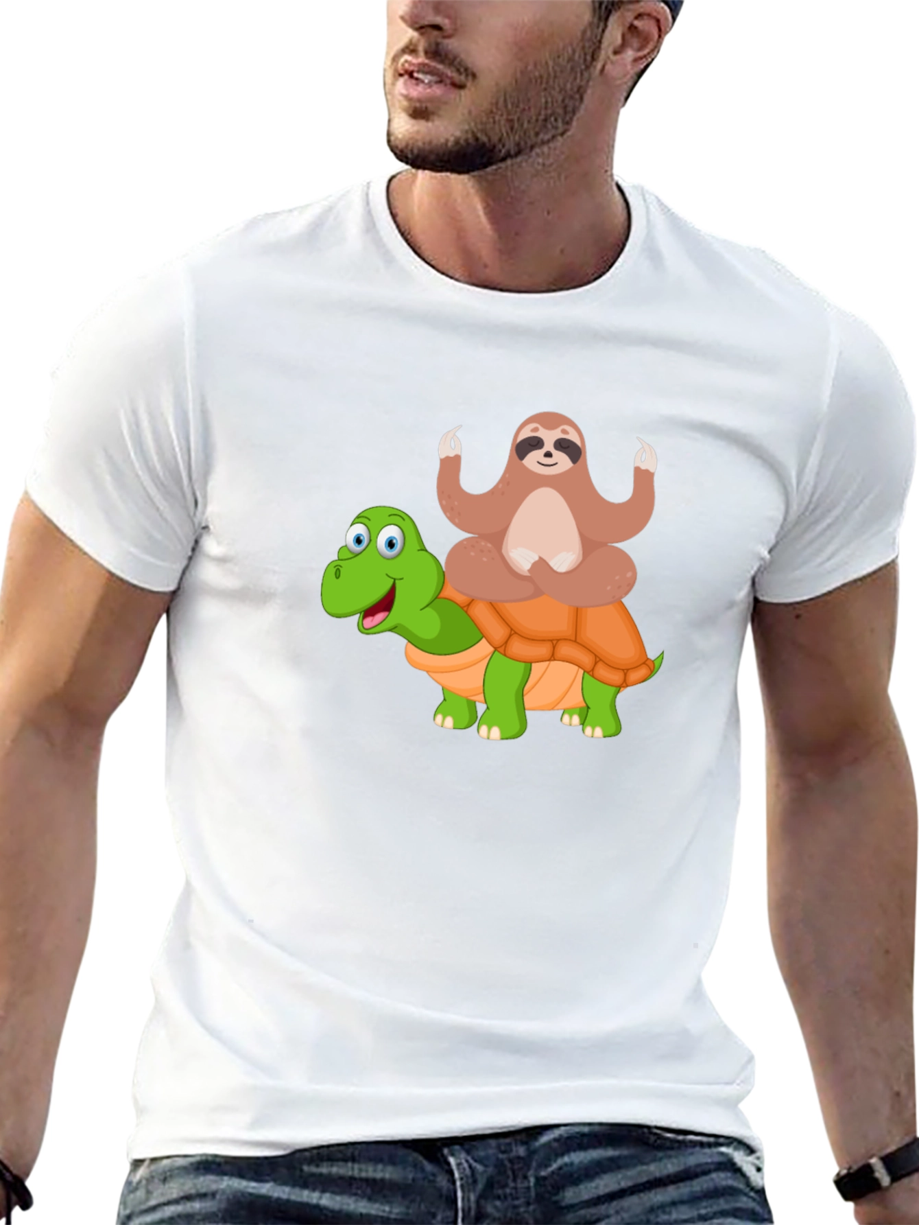 Sloth Meditating on Turtle T-Shirt