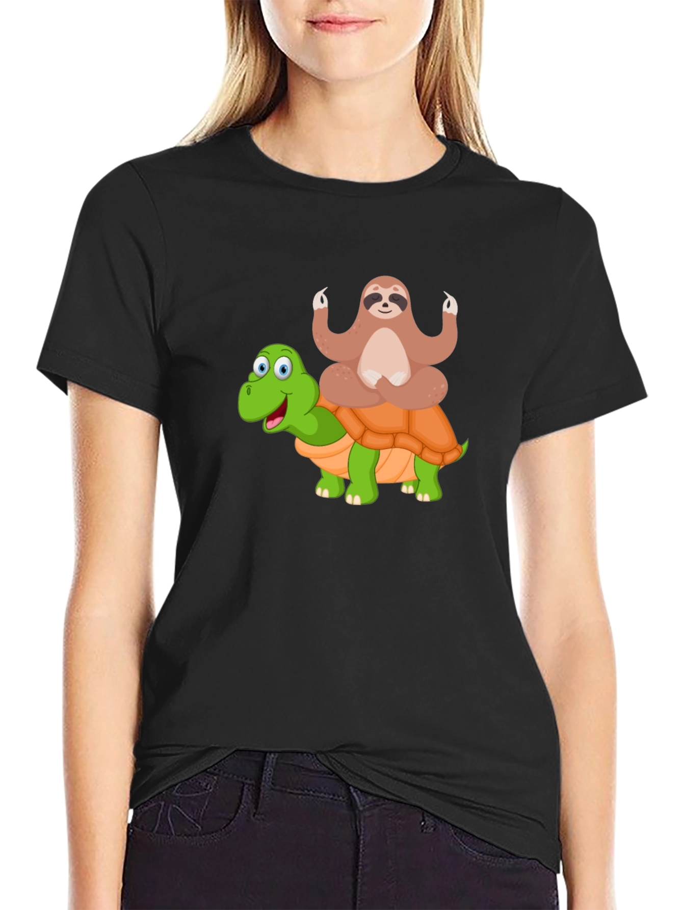 Sloth Meditating on Turtle T-Shirt
