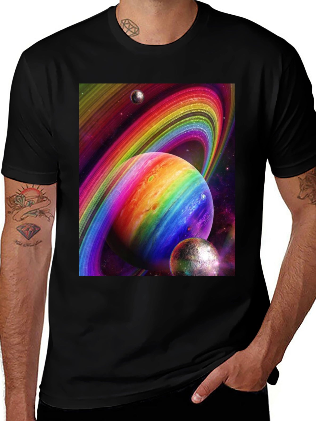 Rainbow Space Planets T-Shirt