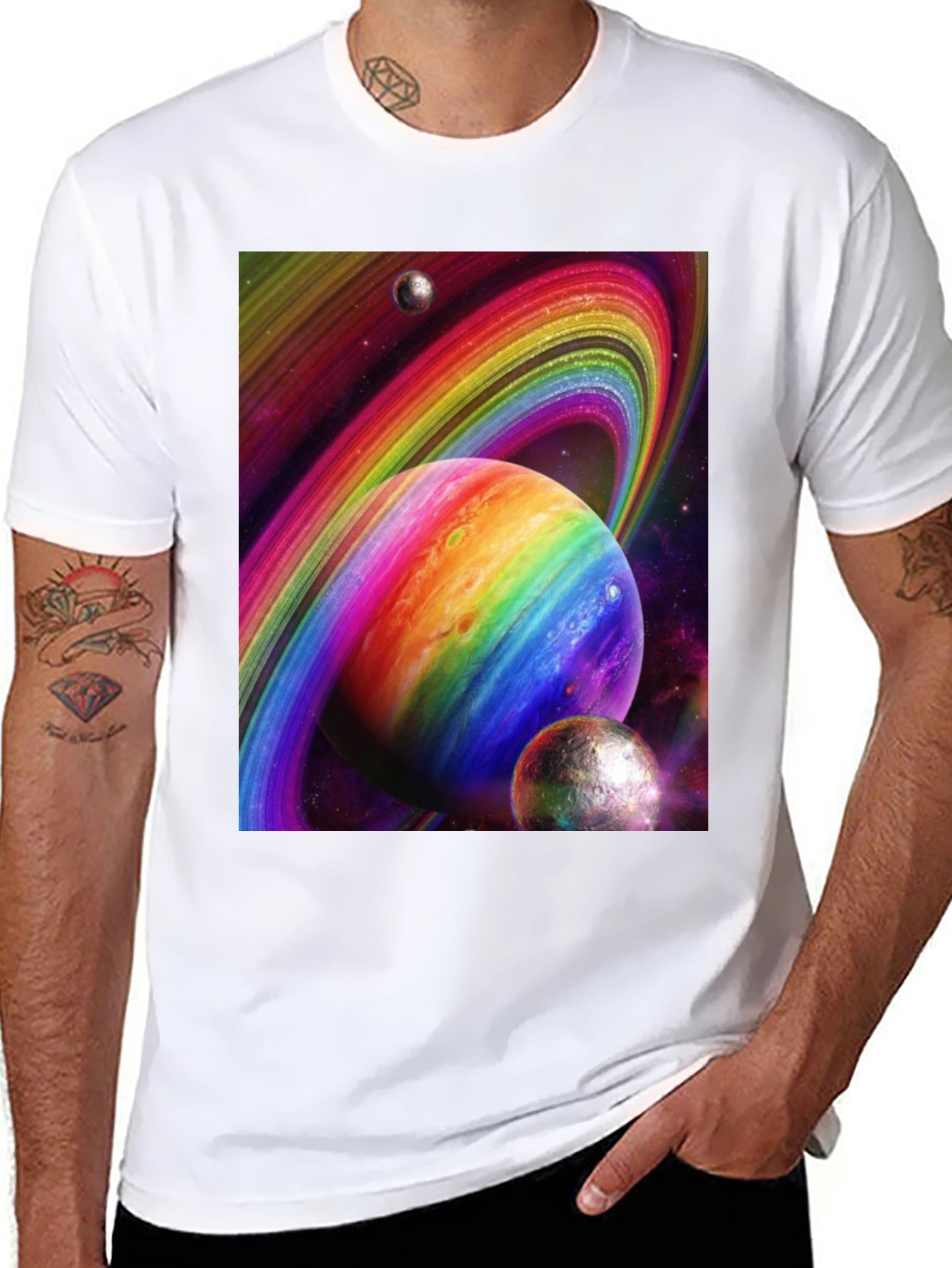 Rainbow Space Planets T-Shirt